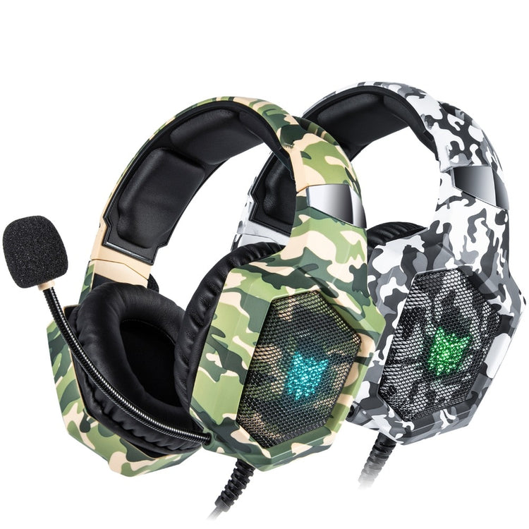 a pair of camouflage headphones