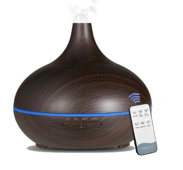 a wood aroma diffuser with a remote control