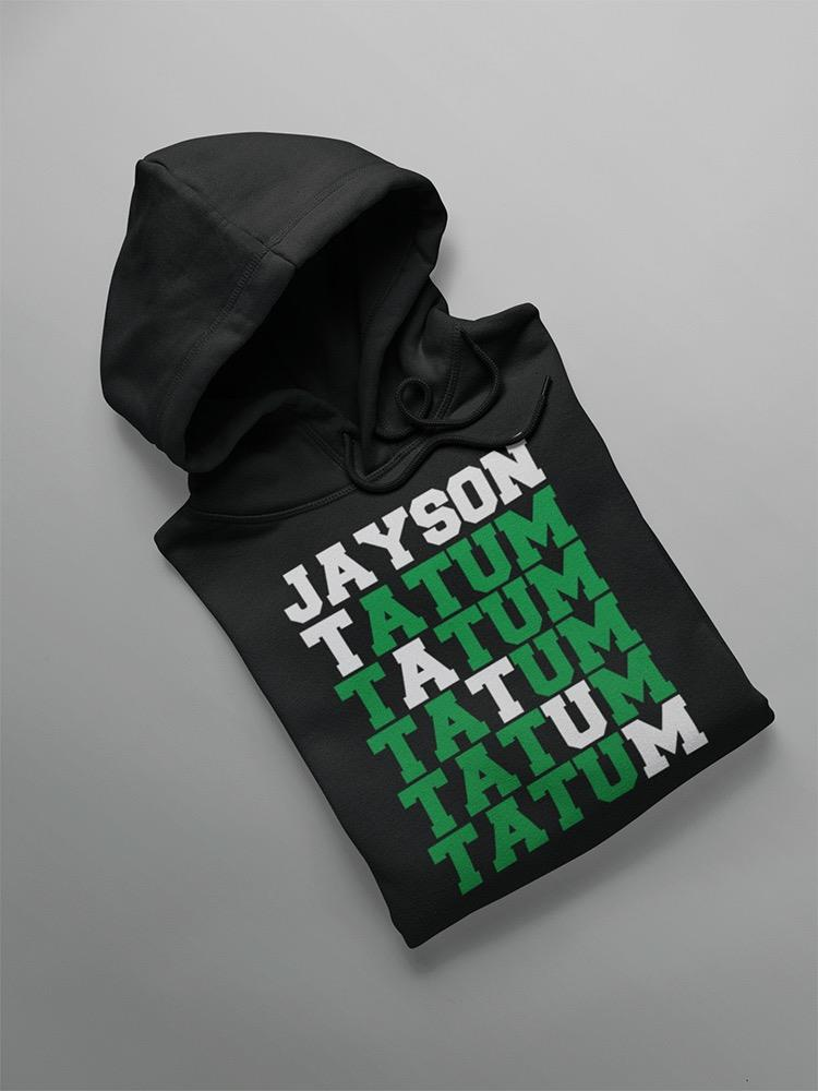 a black sweatshirt with white text on it