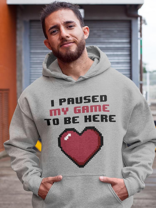 I Paused My Game Pixelated Heart Hoodie Men's -GoatDeals Designs