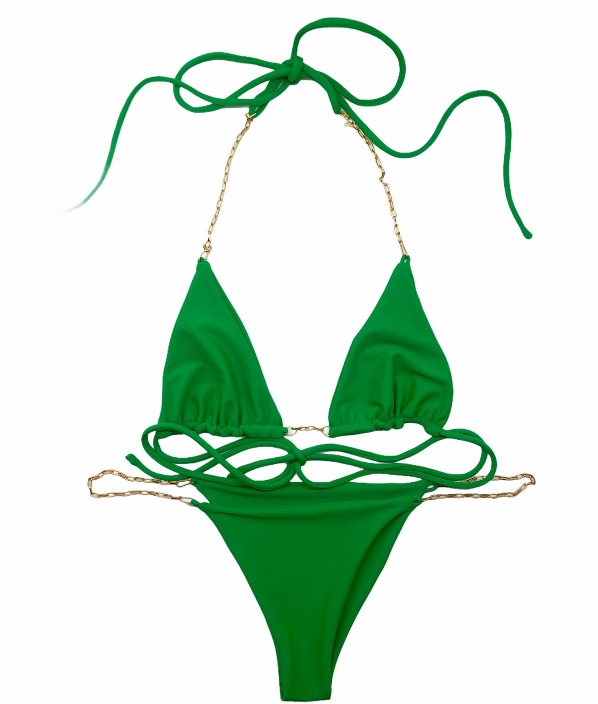 a green garment with a string