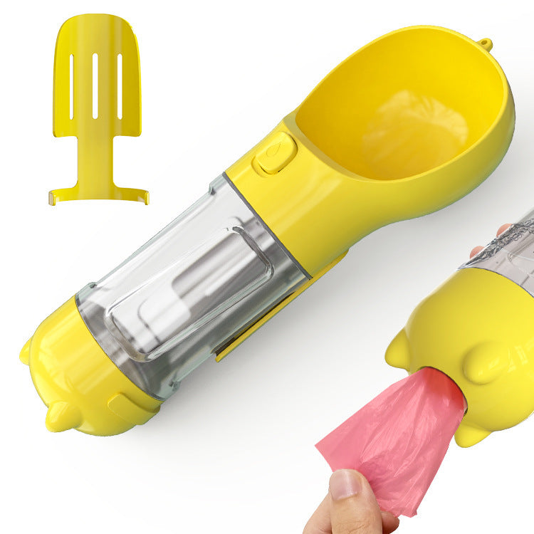 a yellow plastic container with a plastic bag being dispensed