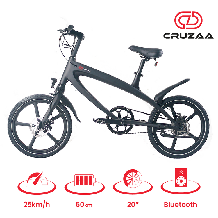 a black bicycle with red text