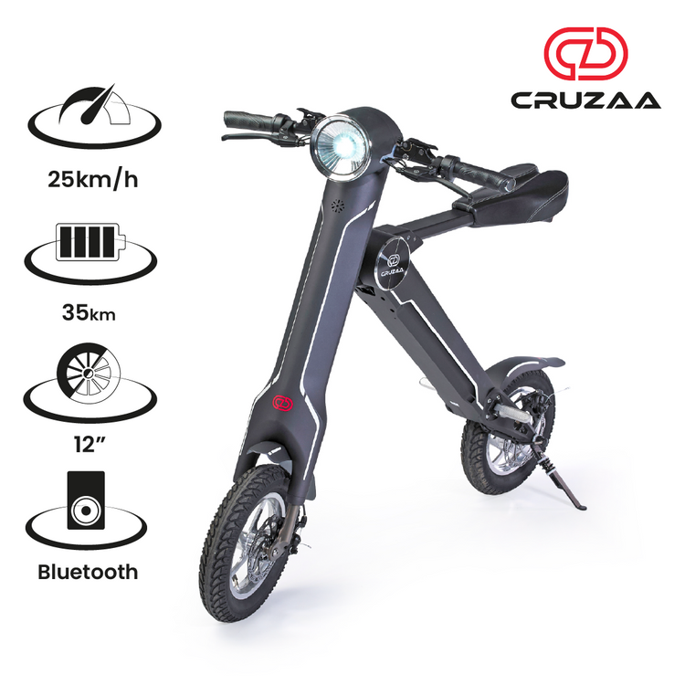 a black electric scooter with instructions