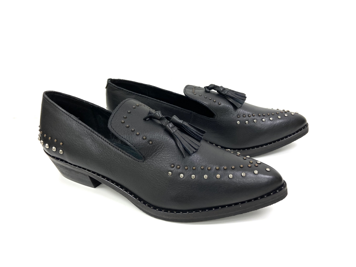 a pair of black shoes