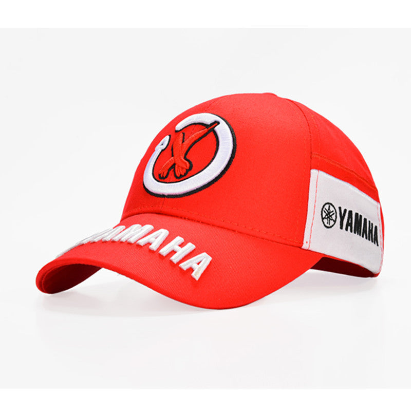 a red hat with white text