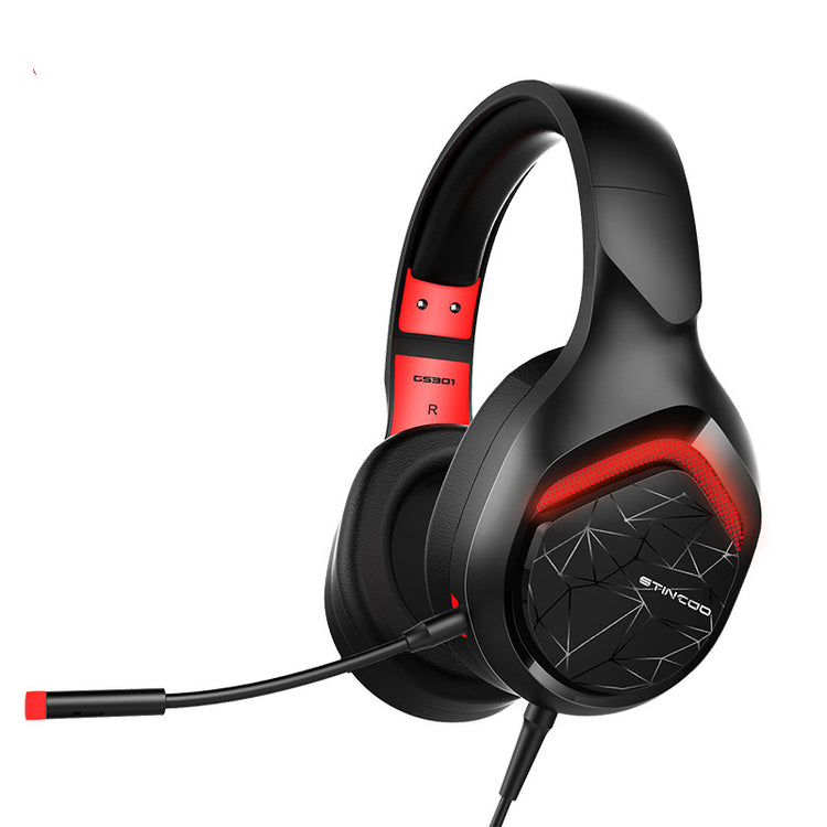a black and red headphones with a microphone
