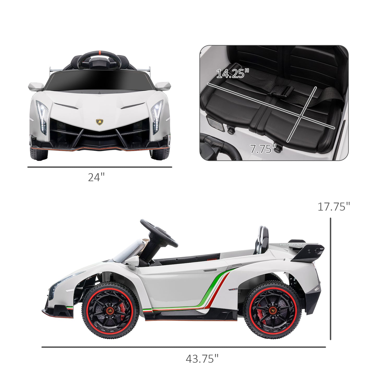 Lamborghini Veneno Licensed 12V Electric Kids Ride on Car with Bluetooth