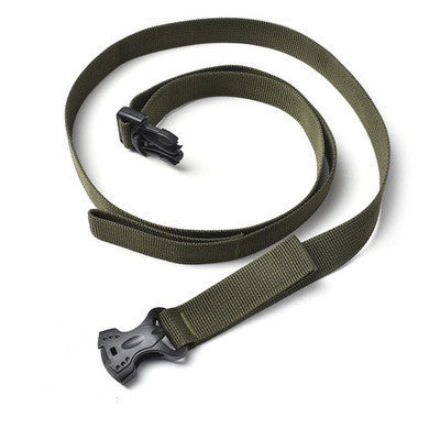 a green strap with a black buckle