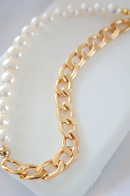 18K Chain & Freshwater Pearls Duo Phone Lanyard