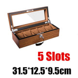 Wood-Grain Lockable Watch Storage Box