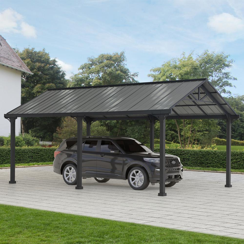 a car parked in a carport