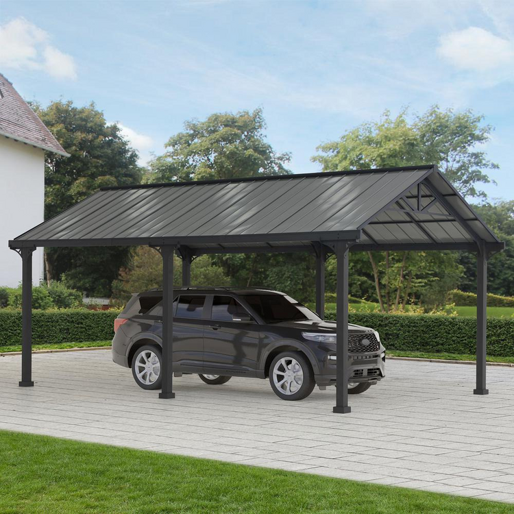 a car parked in a carport
