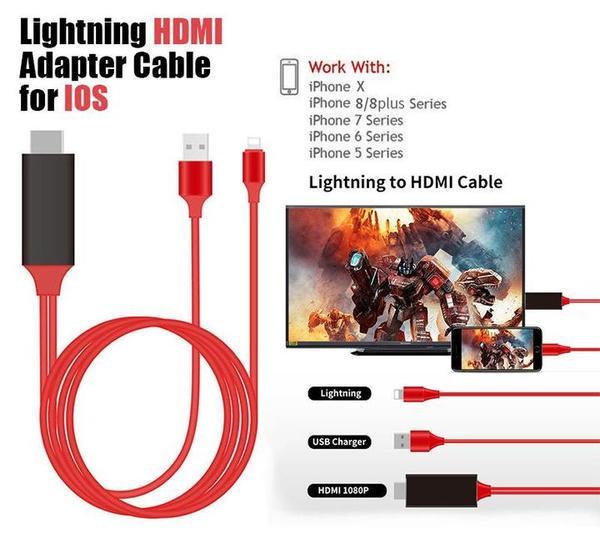 a red cable with a phone and a screen