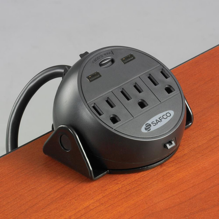 a black power strip with multiple outlets