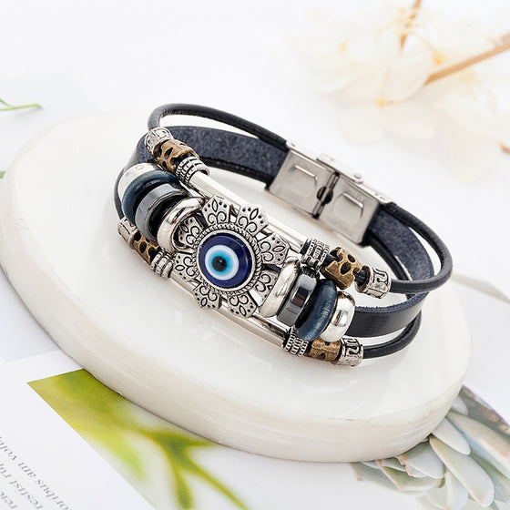 Blue Eye Beaded Bracelet