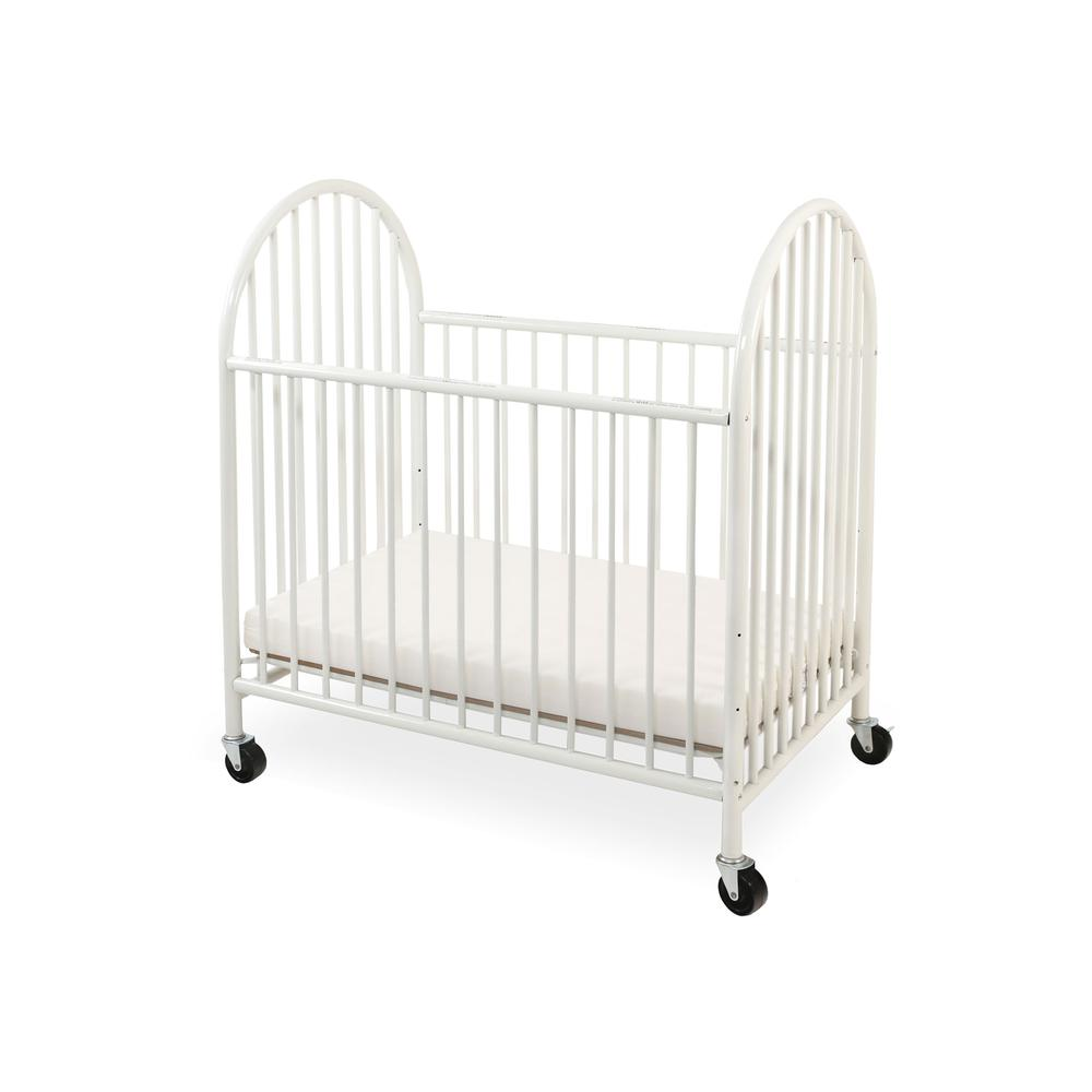 Arched Metal Compact Crib, White
