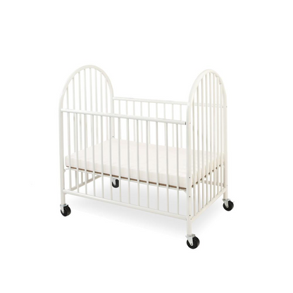 Arched Metal Compact Crib, White