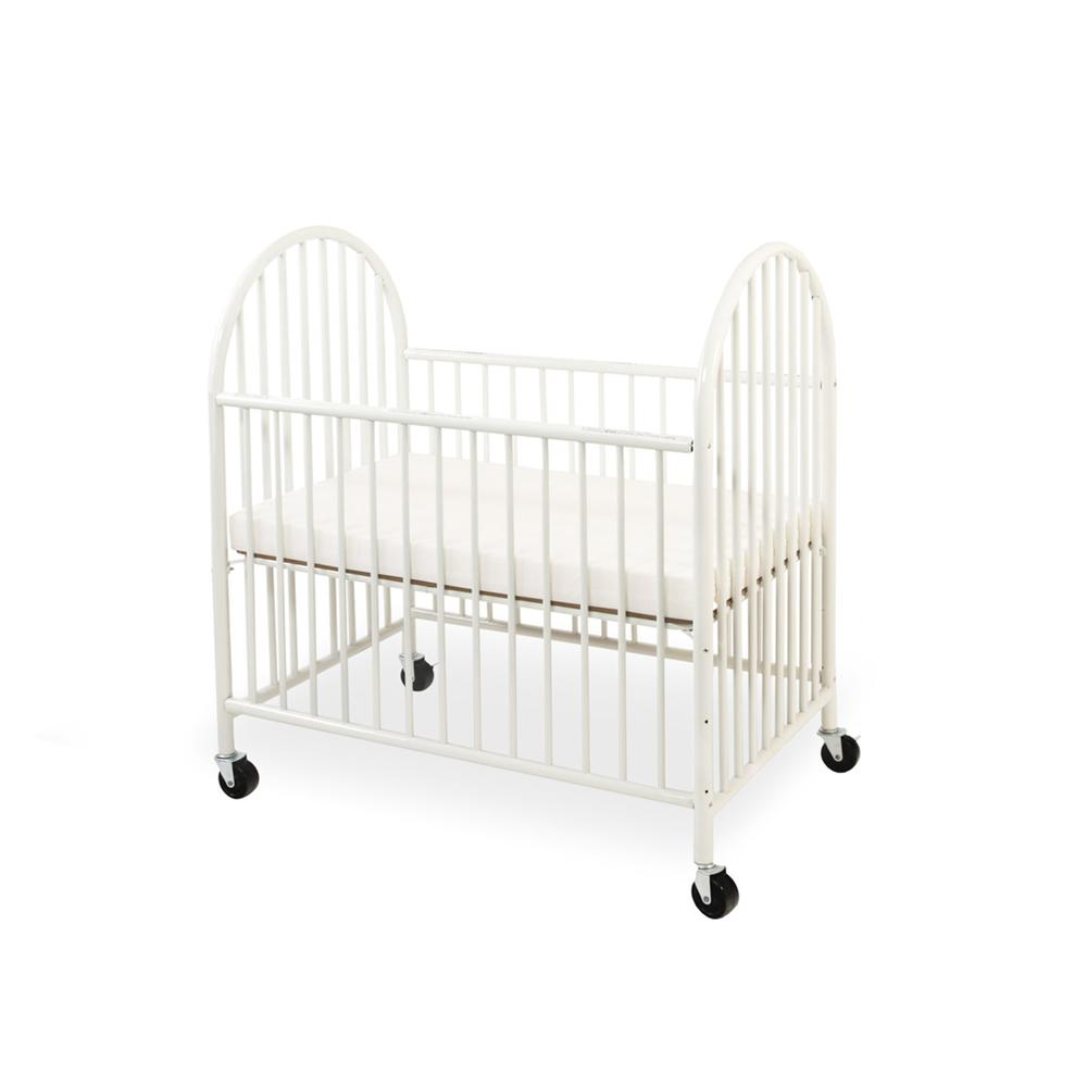 Arched Metal Compact Crib, White