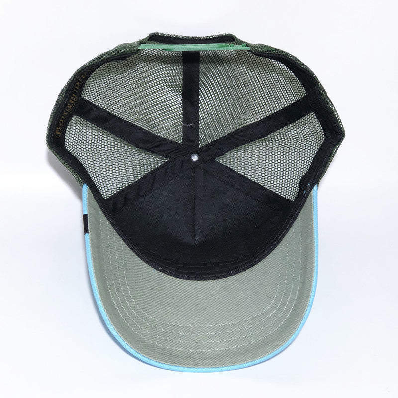a hat with a mesh back
