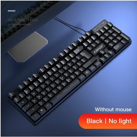 a black keyboard on a blue surface