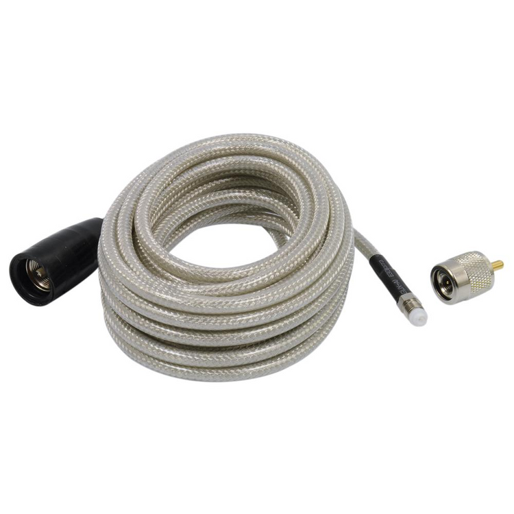 a coiled silver cable with a black cap