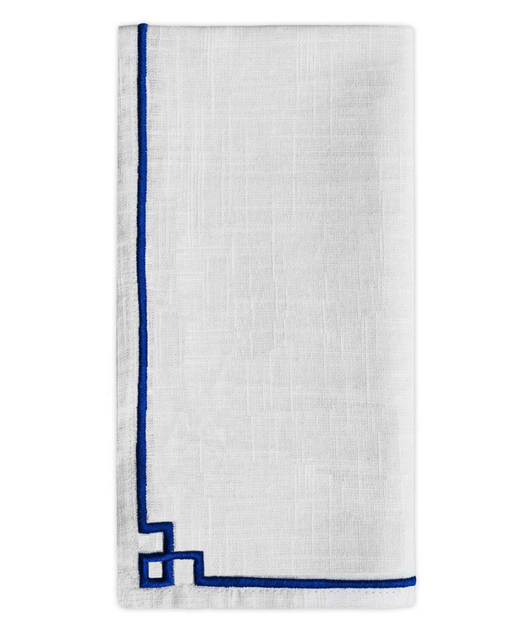 a white and blue towel