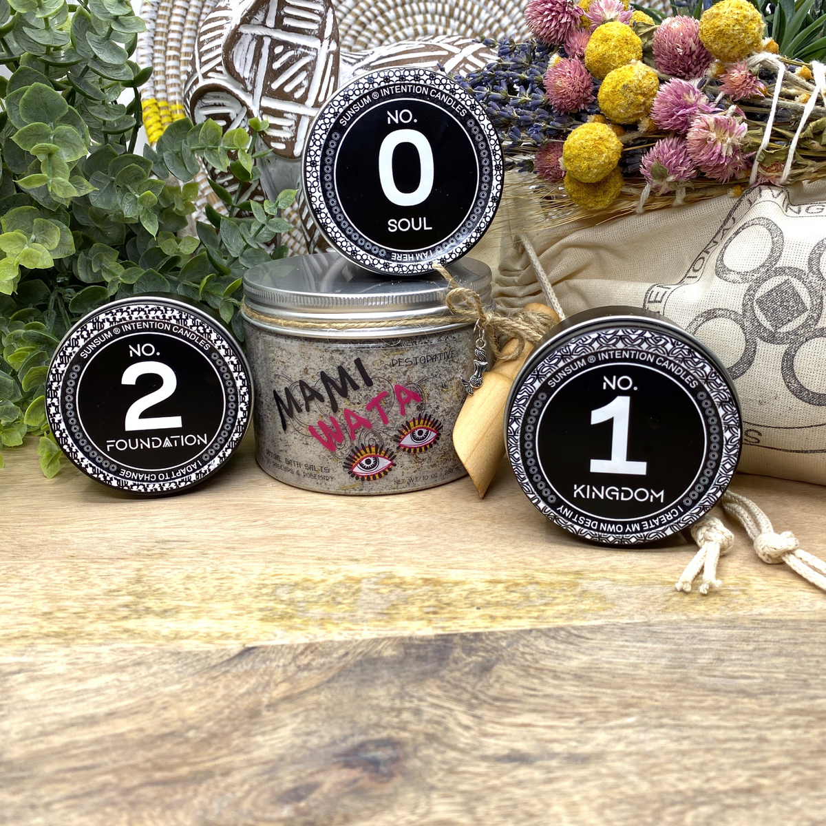 a group of jars with numbers and flowers
