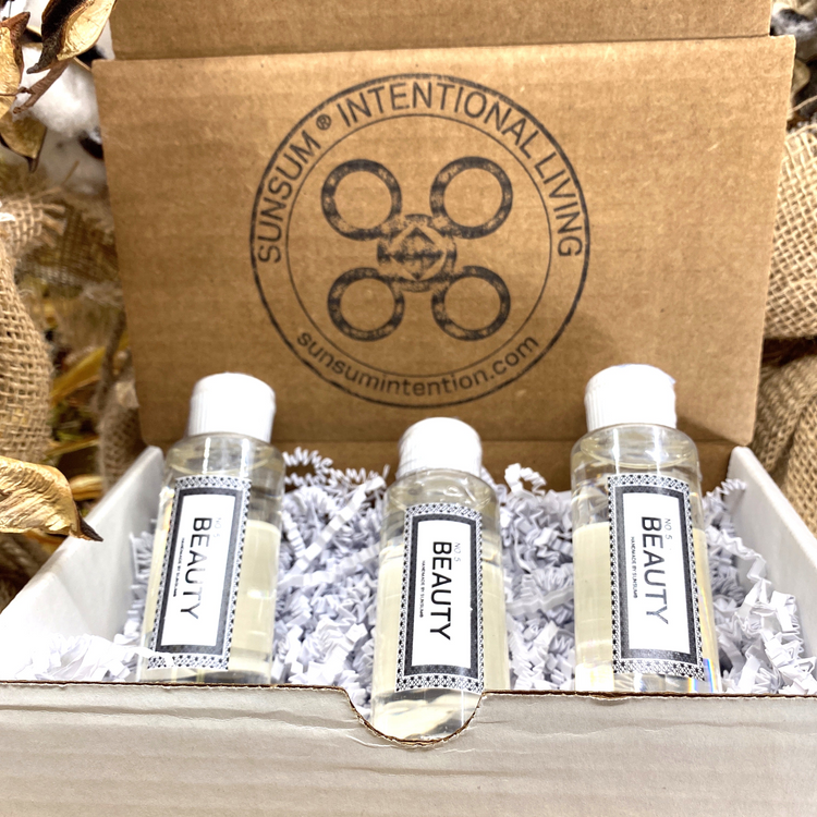 a box with small bottles of beauty products