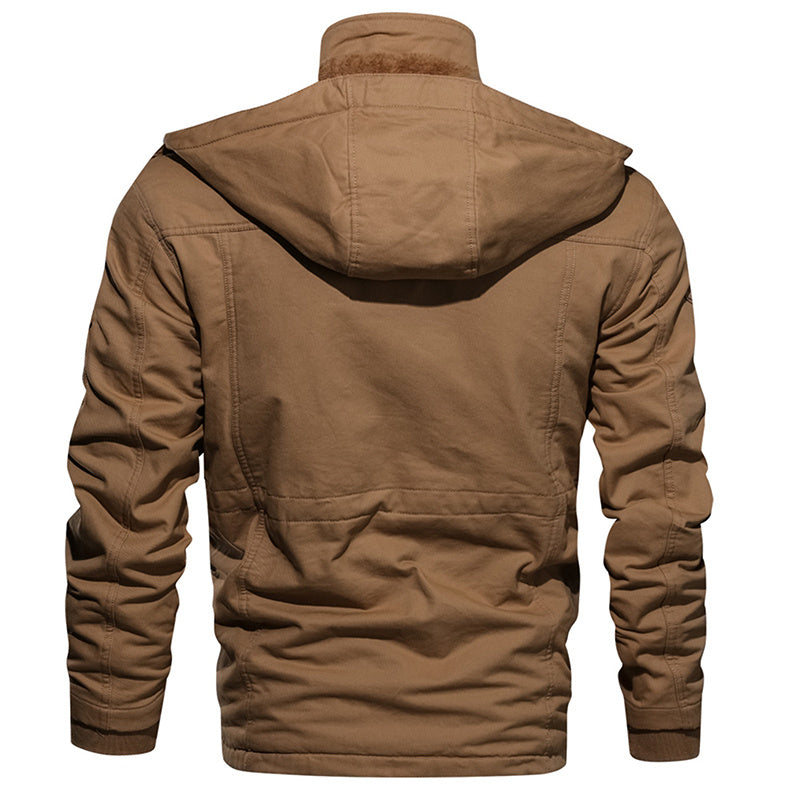 a brown jacket with a hood