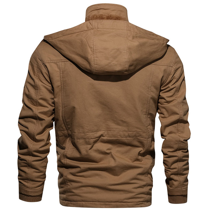 a brown jacket with a hood
