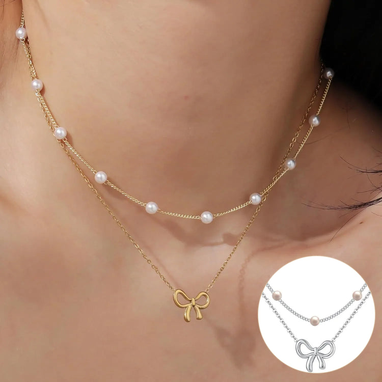 a necklace on a woman's neck
