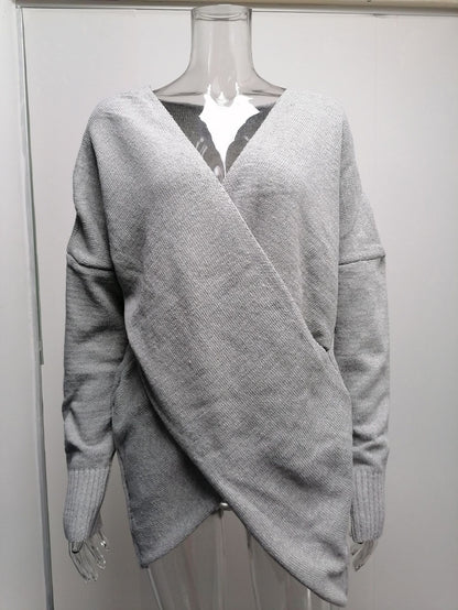 Cross Loose Outer Wear Women's Knitted Sweater