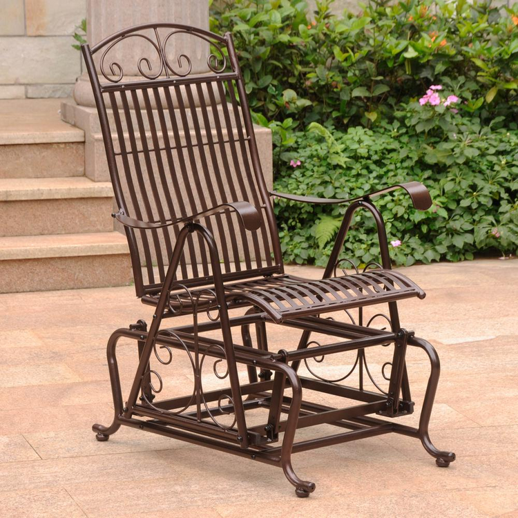 a metal chair on a patio