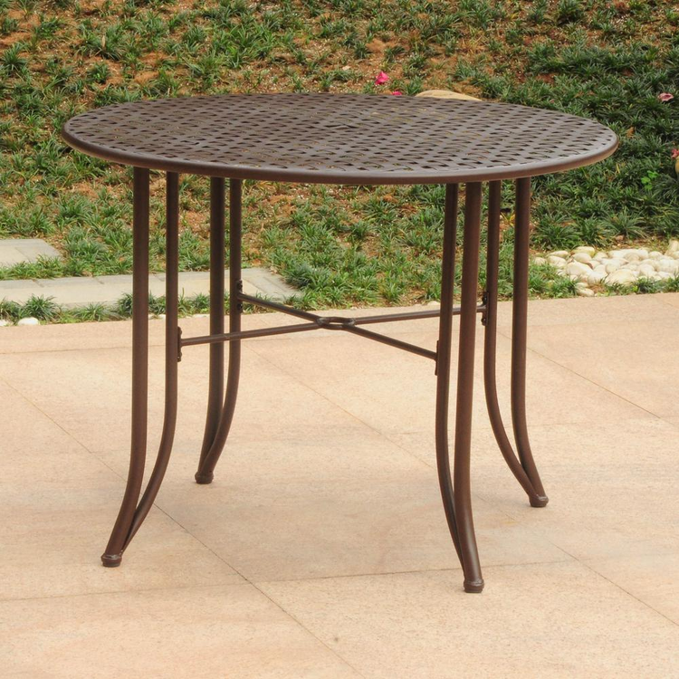 a round table on a patio