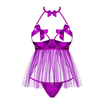Sexy Open Cup Babydoll & String Obsessive Delishya Purple