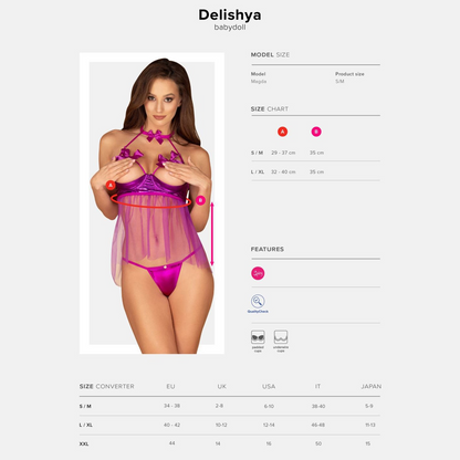 Sexy Open Cup Babydoll & String Obsessive Delishya Purple