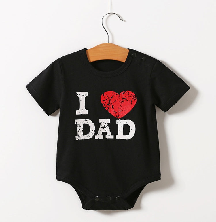 a black baby bodysuit with a red heart on it