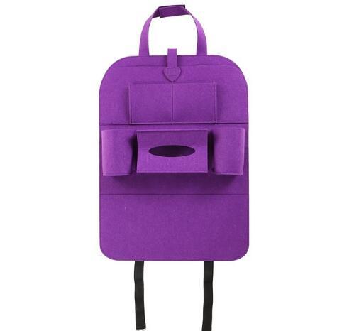 a purple bag with black straps