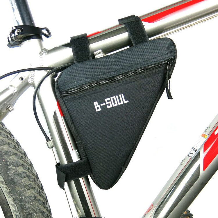 a black bag on a bicycle