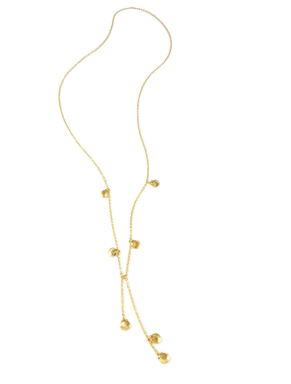 Gold seashell wrap necklace
