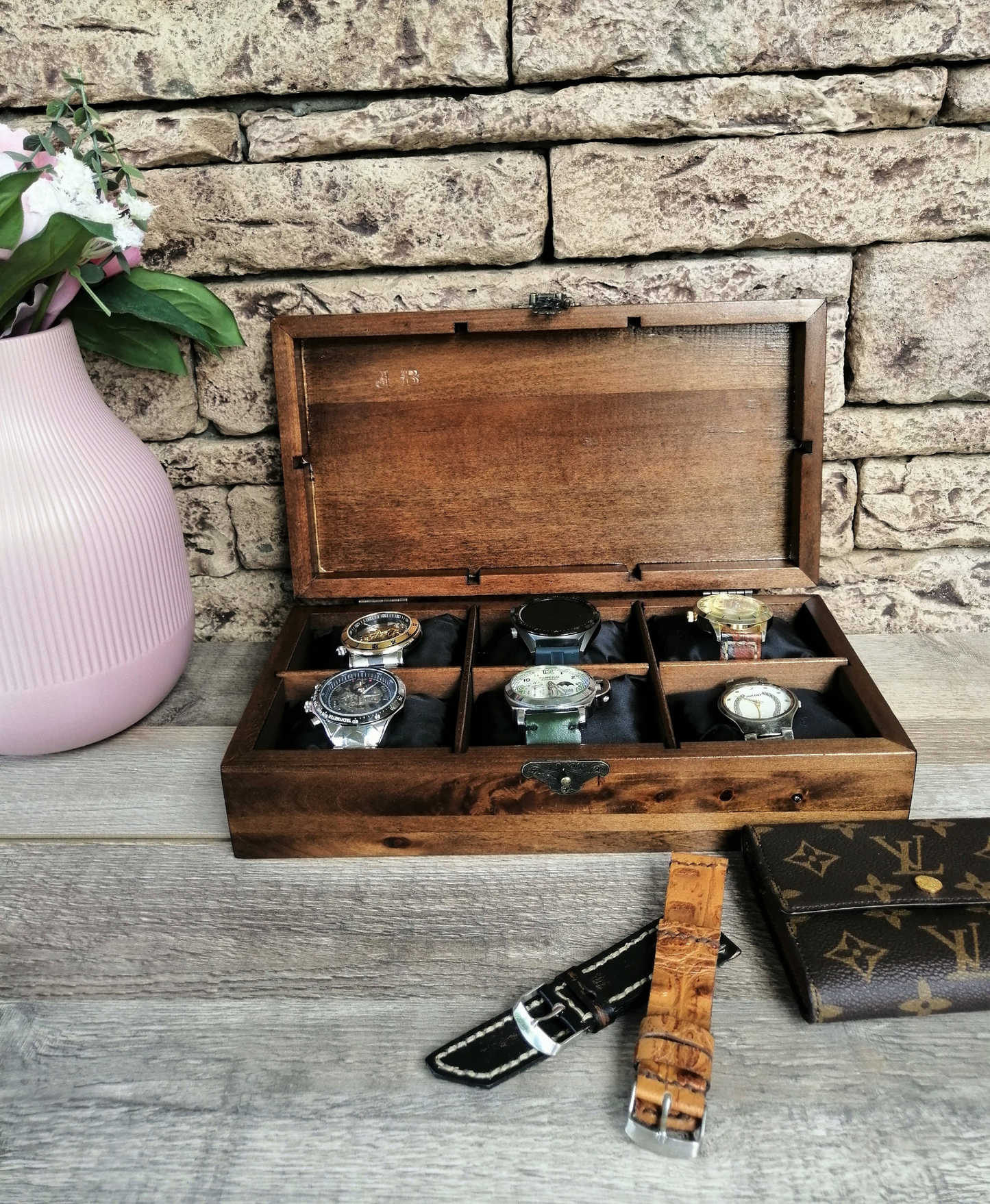 Wood Watch Box, Lichtenberg Figure, Watchbox for Men, Watch Organizer,  Unique Gift Father's Day
