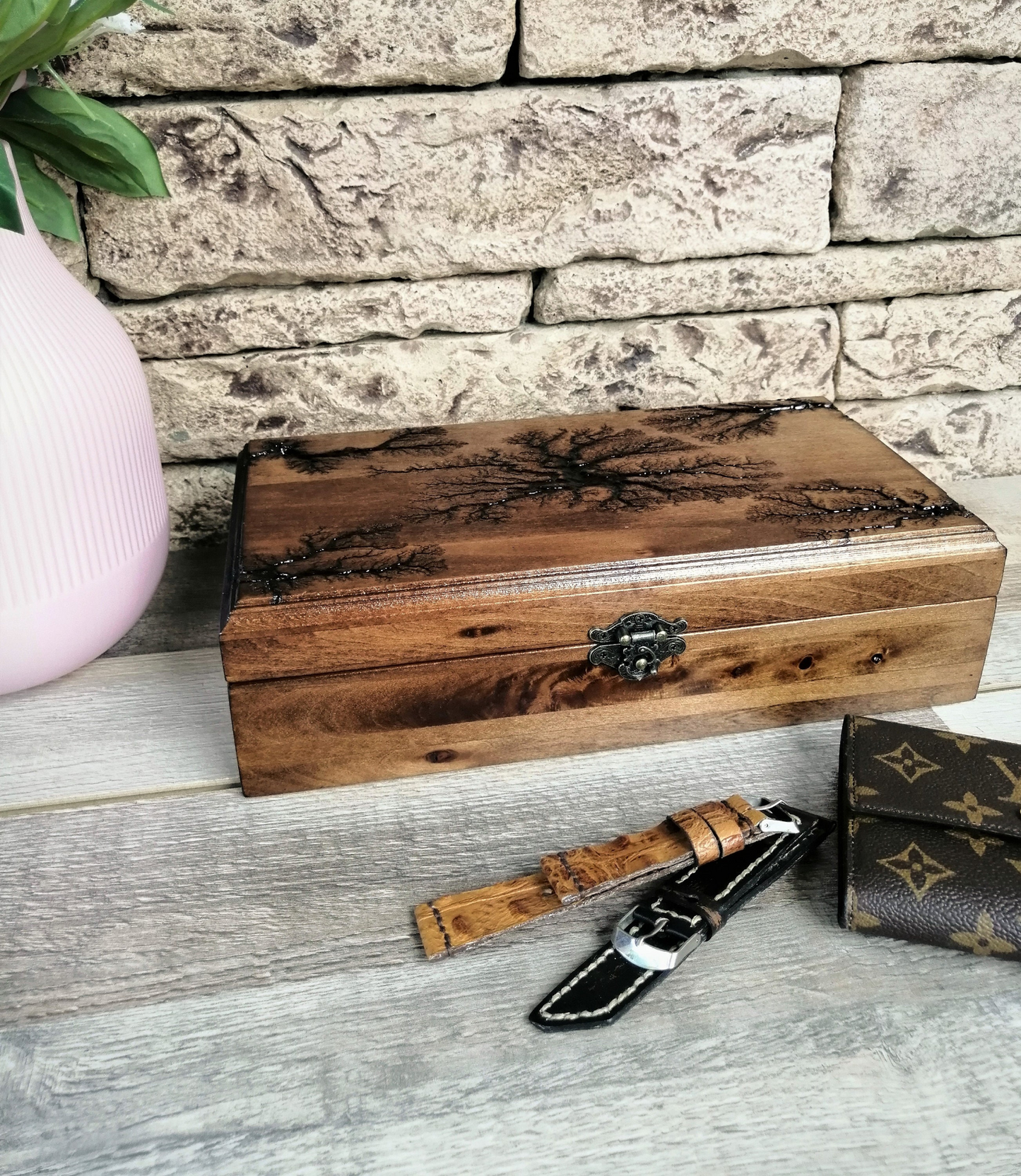 Wood Watch Box, Lichtenberg Figure, Watchbox for Men, Watch Organizer,  Unique Gift Father's Day