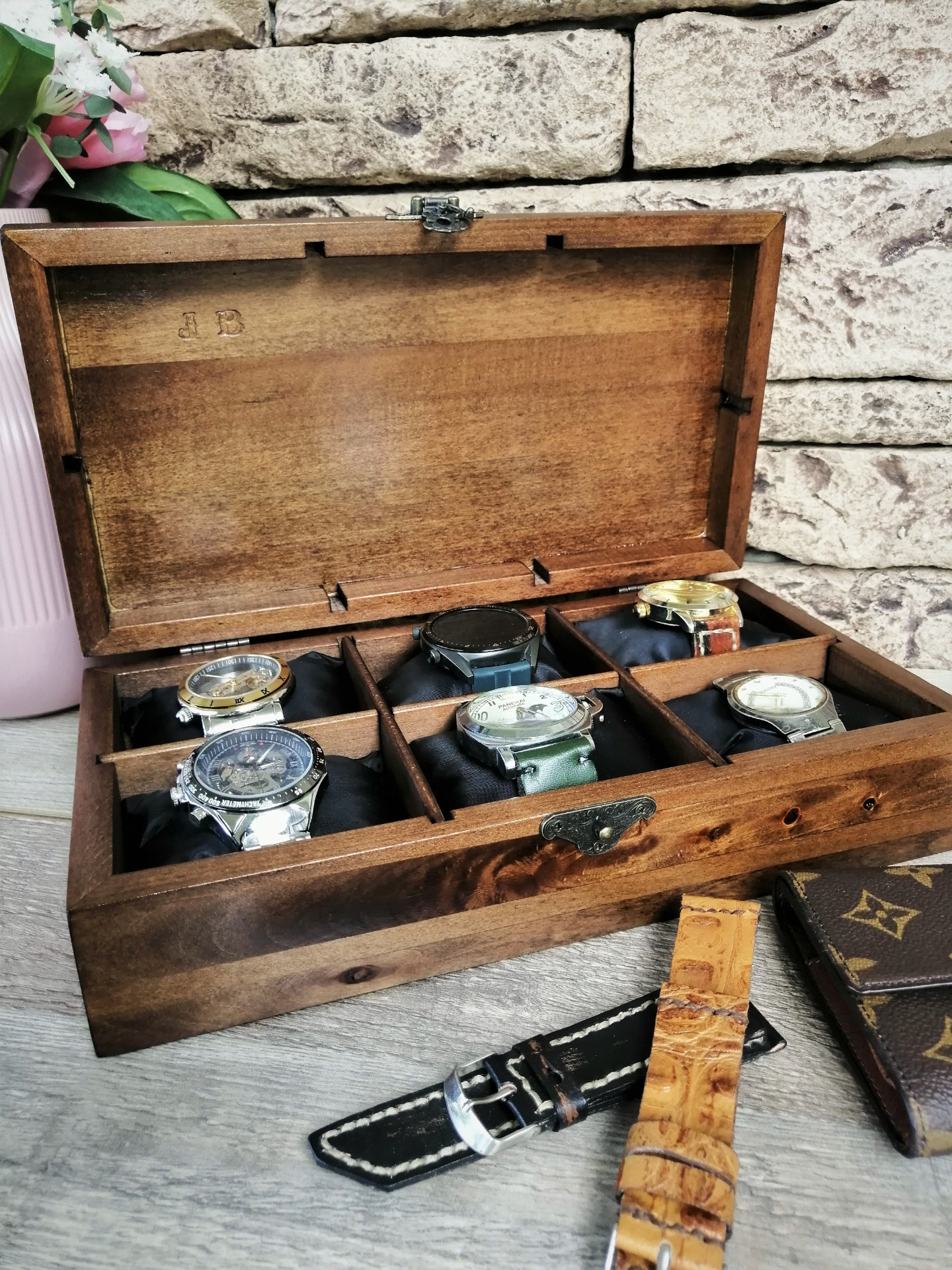 Wood Watch Box, Lichtenberg Figure, Watchbox for Men, Watch Organizer,  Unique Gift Father's Day