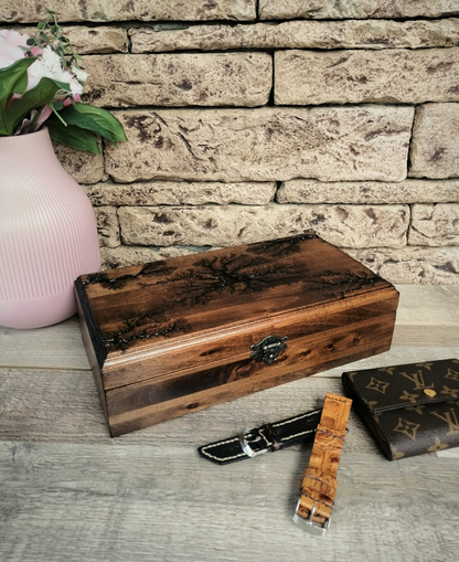 Wood Watch Box, Lichtenberg Figure, Watchbox for Men, Watch Organizer,  Unique Gift Father's Day
