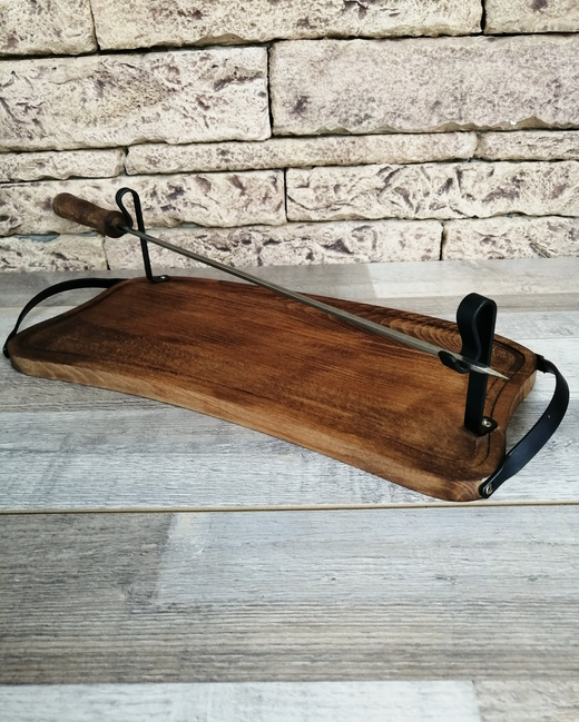 Wooden Tray with Handles for Barbecue, Iron Skewer with Wood Grip, Top Gift for Dad