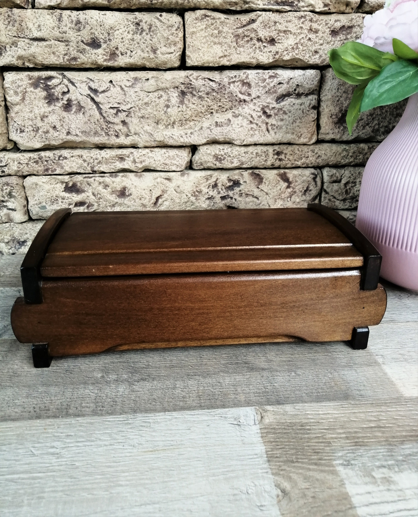 Wood Watch Box Handmade, Watch Organizer 4 Compartments, Birthday Husband Gift