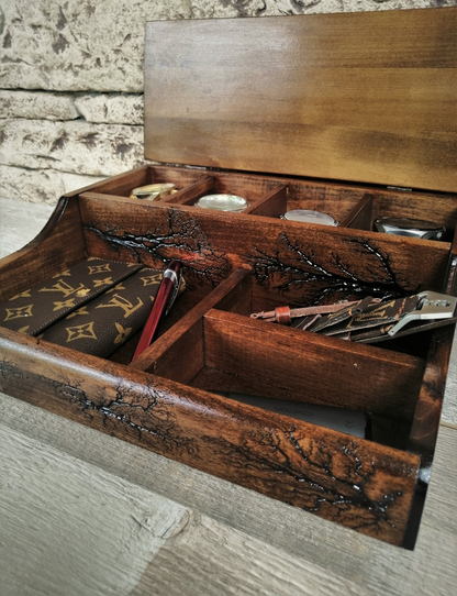 Mens Watch and Jewelry Organizer, luxury box for 4 watches, Gifts Ideas for Men