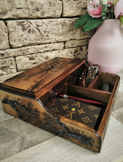Mens Watch and Jewelry Organizer, luxury box for 4 watches, Gifts Ideas for Men