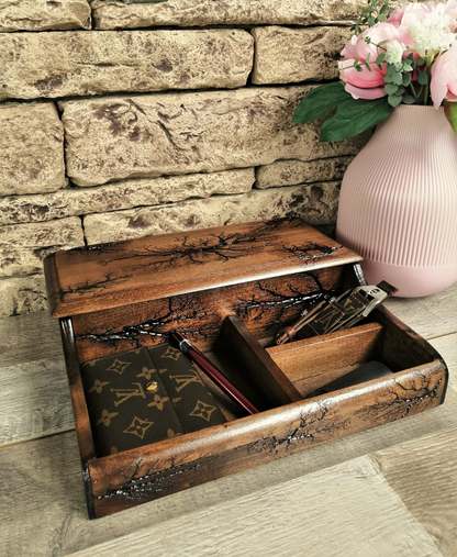 Mens Watch and Jewelry Organizer, luxury box for 4 watches, Gifts Ideas for Men